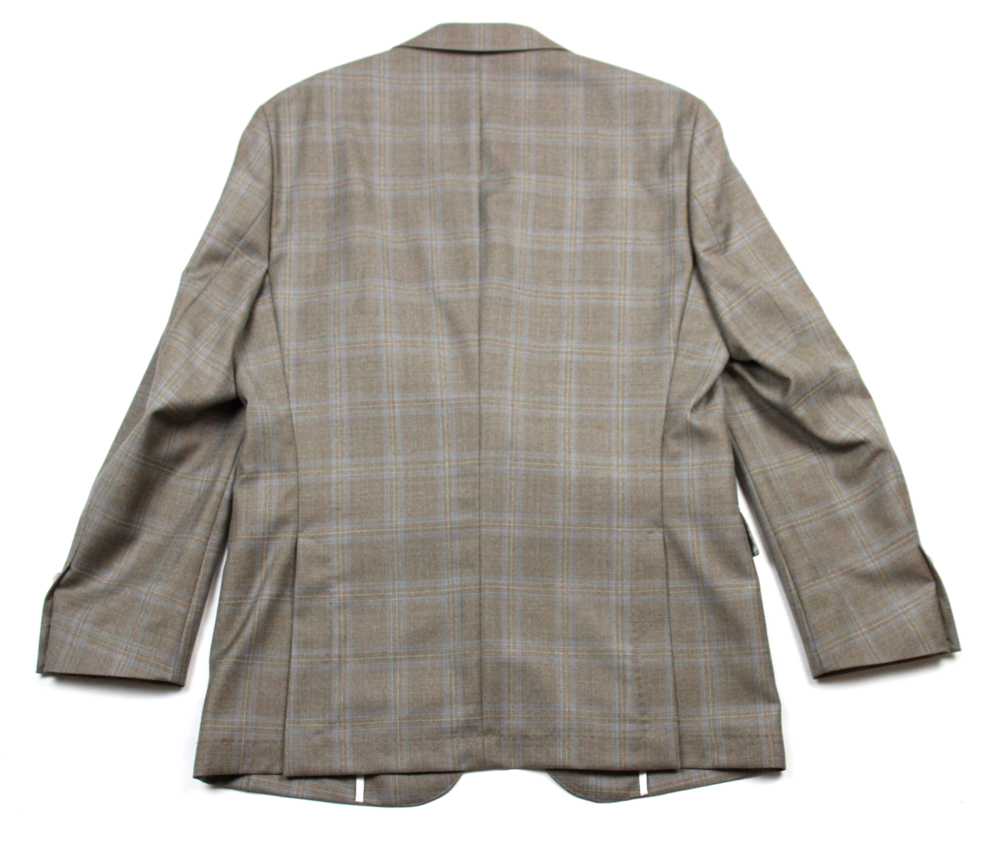 Hugo Boss H-Hutson-233 Blazer Mens 4 R Sand Blue Plaid Wool Slim Fit Sport Coat - Picture 11 of 11
